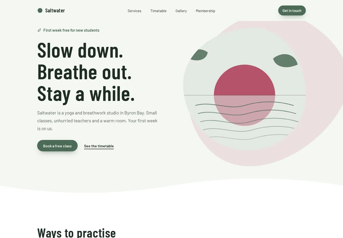 Landing page Marquee built for Saltwater